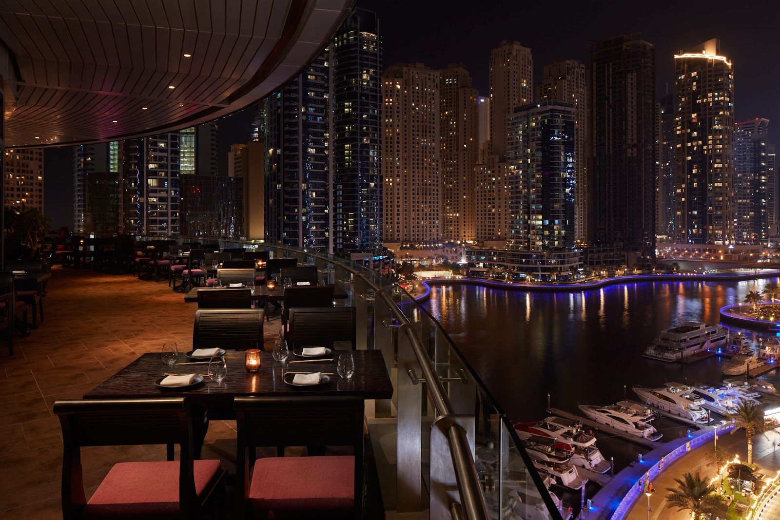 Asia Asia Pier 7 Dubai Marina — pan-Asian fine dining with interior lanterns and Marina views