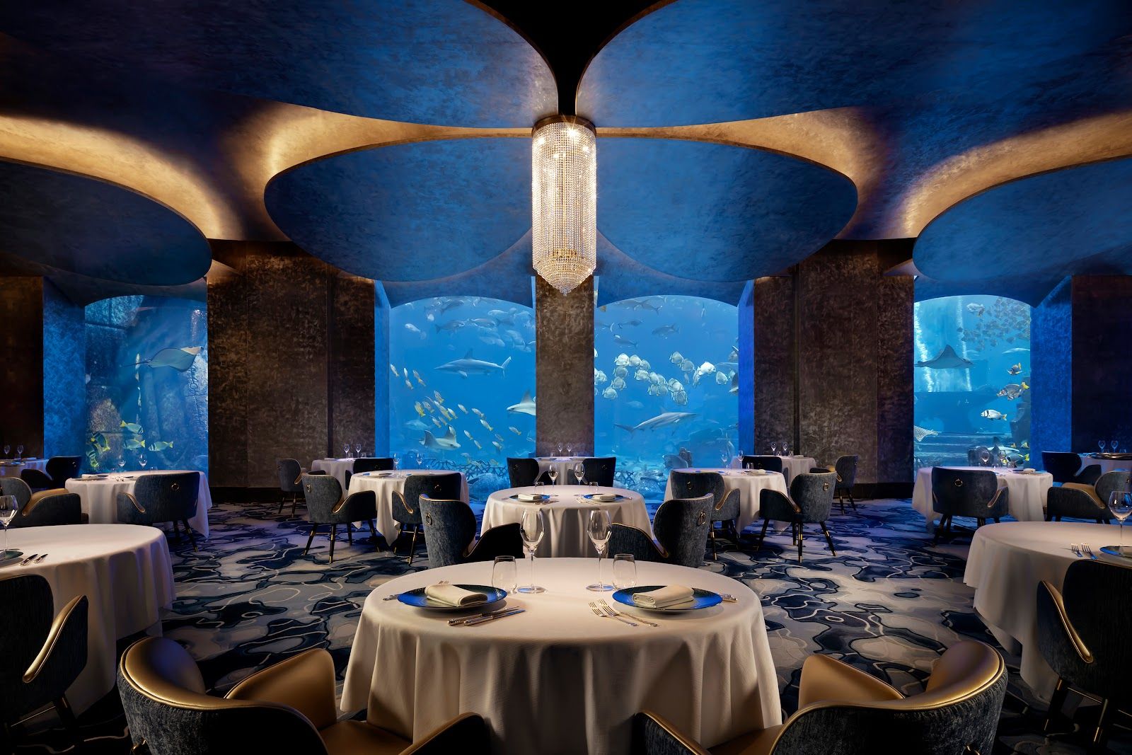 Ossiano Dubai — signature dish and dining room